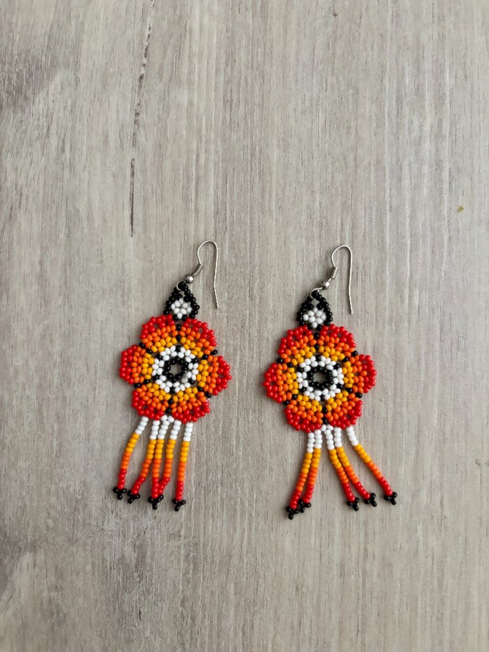 Handcrafted Beaded Flower Dangle Earrings